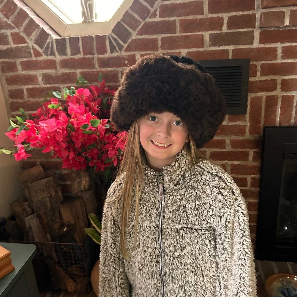 Handcrafted Alpaca Fur Cossack Hat Brown Black Women Girls Winter Peruvian Soul